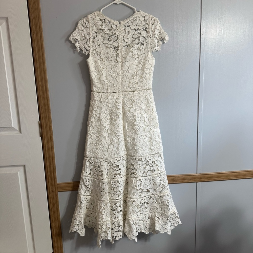 Joie Celedonia Floral Lace Scallop White Dress Size 4 - Picture 3 of 14